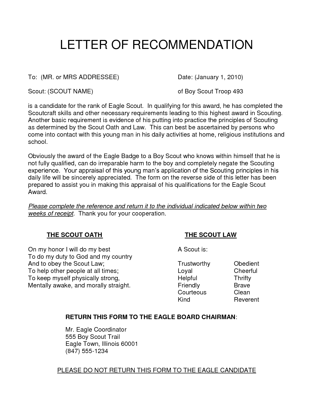 Eagle Recommendation Letter Template Examples Letter Template Collection