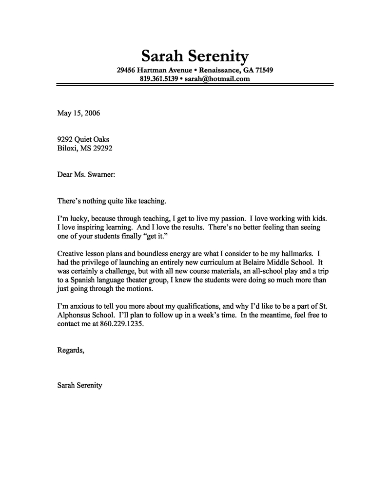 Cover Letter Template Pdf Free - Cover Letter Example Of A Teacher with A Passion for Teaching