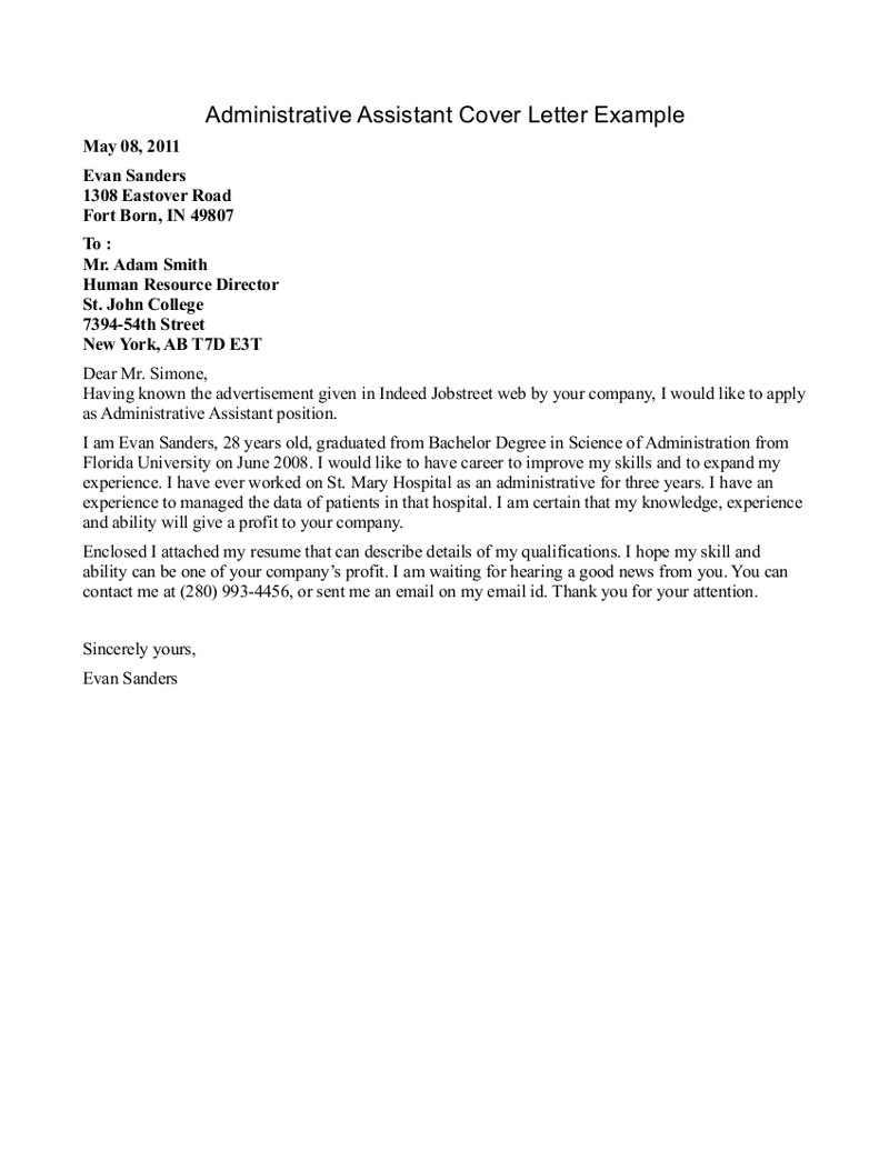 Cover Letter Medical Office Assistant Example Administrative Assistant Cover Letter Sample