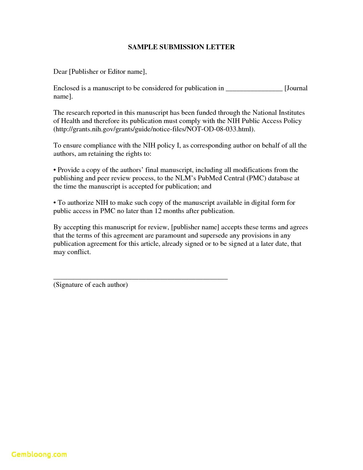 Pre Written Cover Letter Template - Covering Letter format for Document Submission