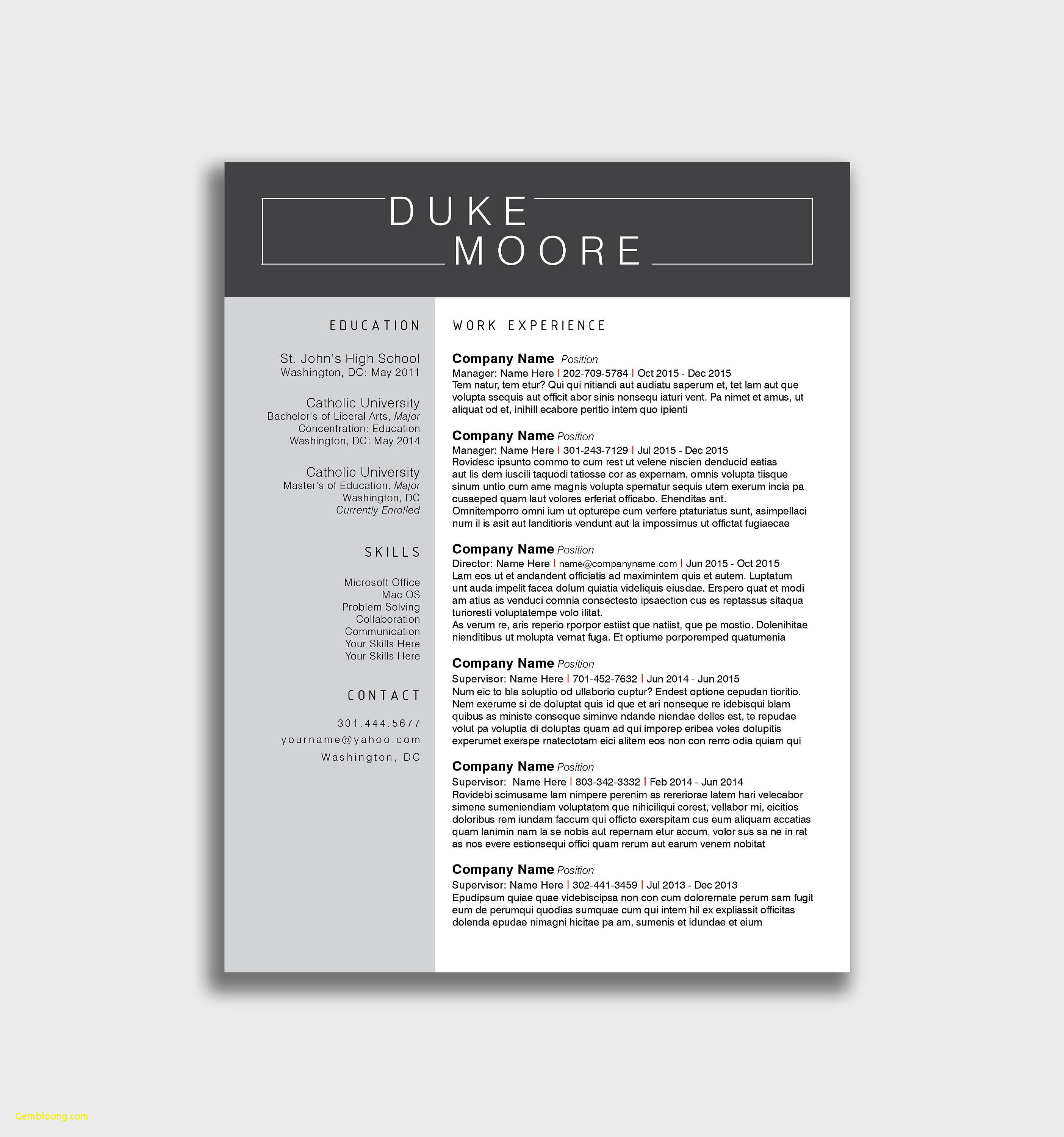 Modern Resume Cover Letter Template - Creative Resume Template Free Download New Ficial Resume Templates