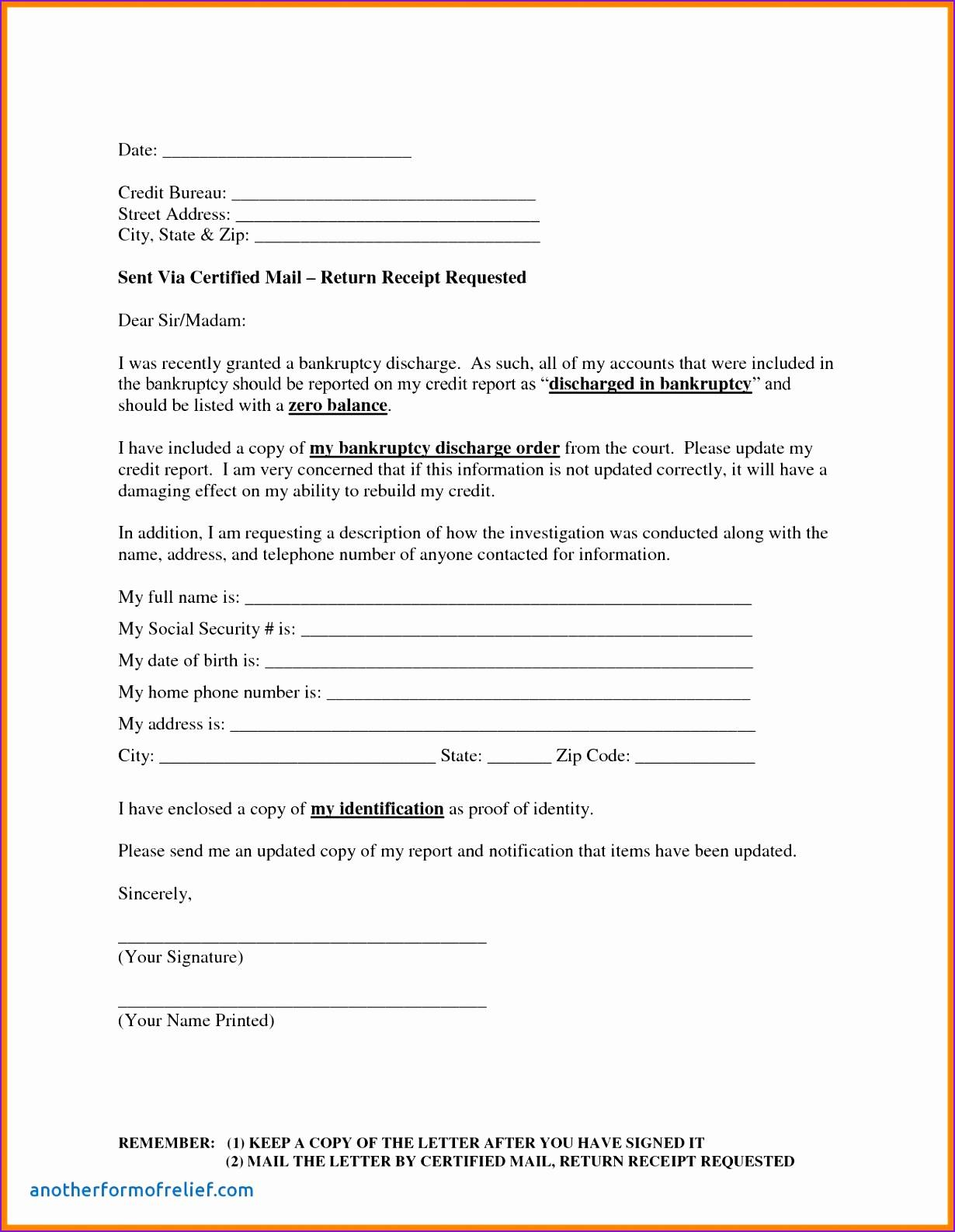 Letter Template to Dispute Credit Report - Credit Report Dispute Letter Template Fresh Credit Repair Letter