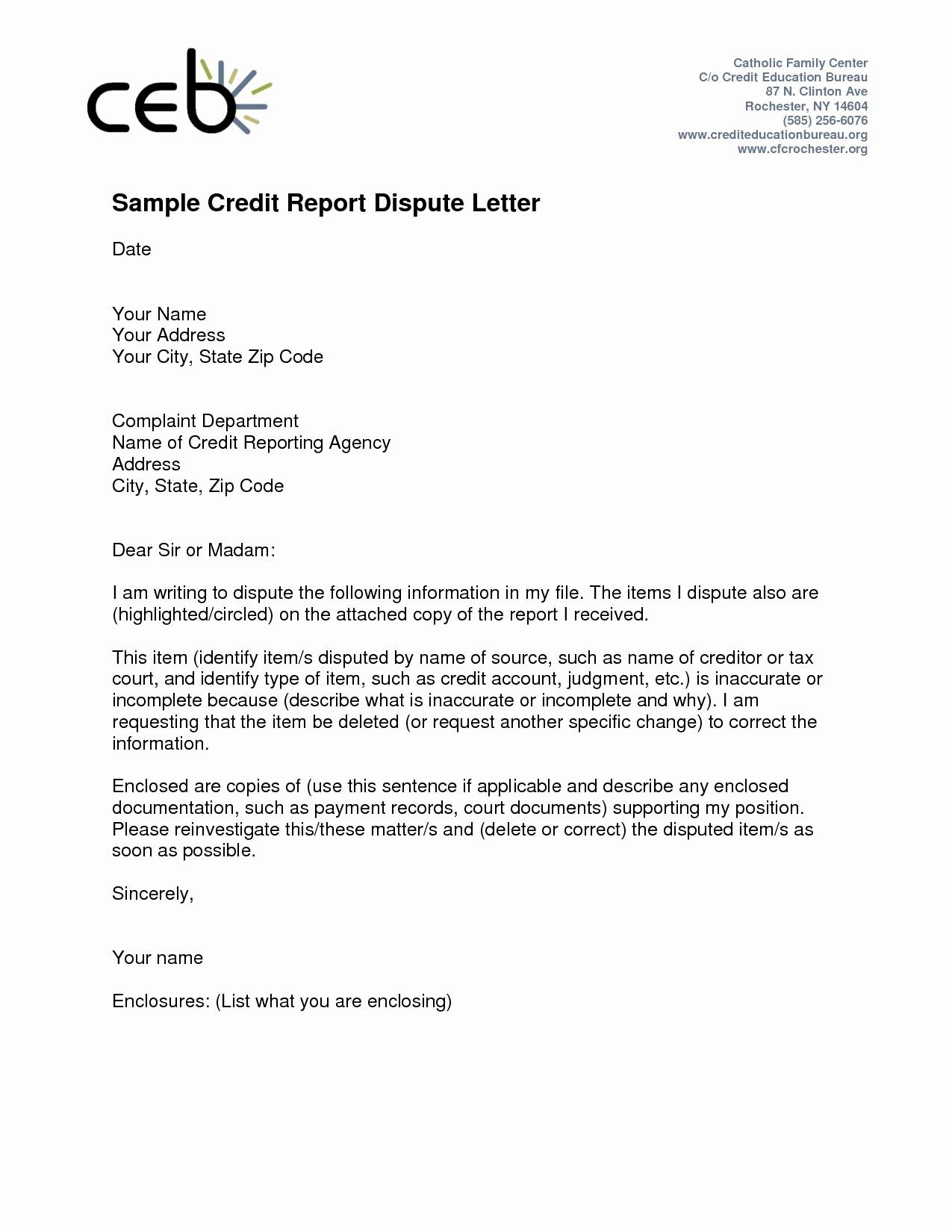 Letter Template to Dispute Credit Report - Credit Report Dispute Letter Template Luxury 15 Best the Best Way to