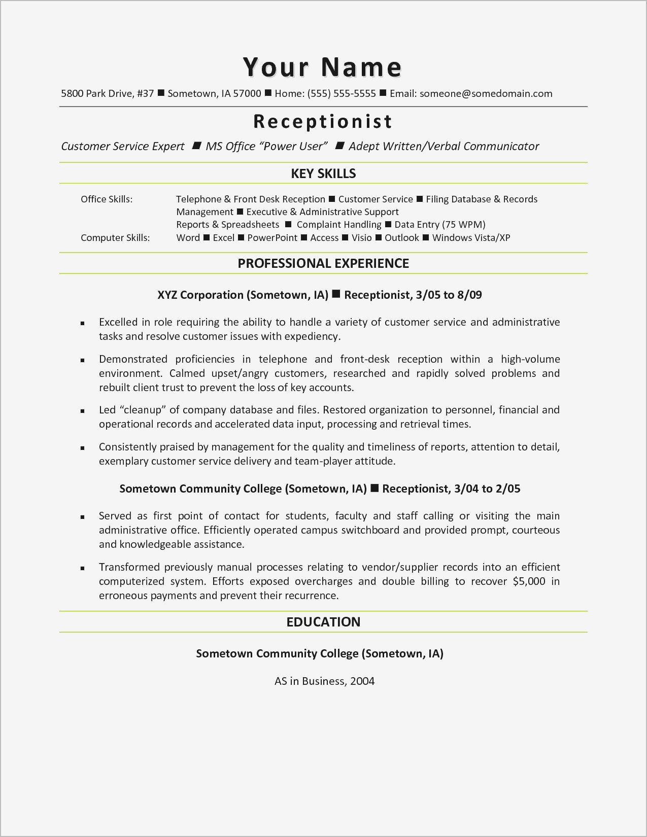 Cover Letter Template for Receptionist - Customer Service Cover Letter Examples Samples