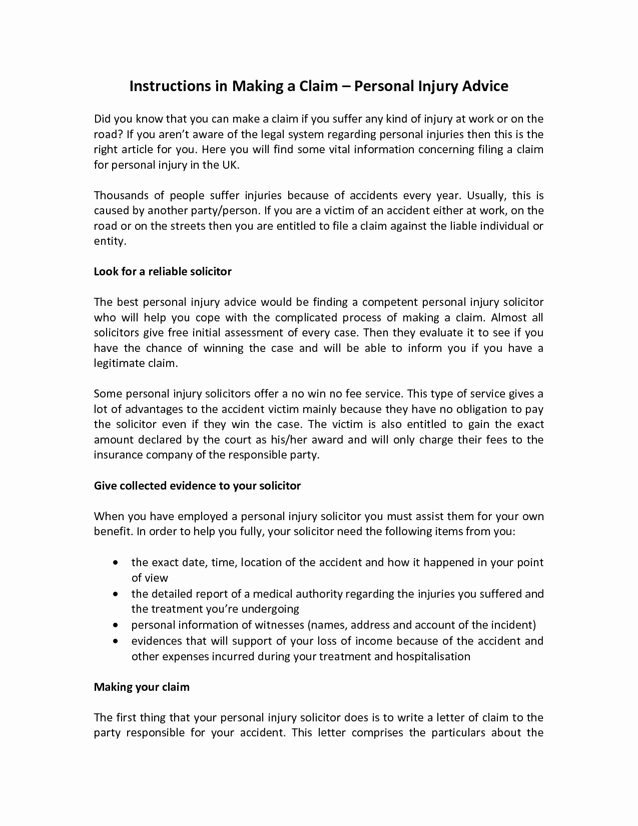 Personal Injury Demand Letter Template - Damage Plaint Letter format Refrence Sample Demand Letters