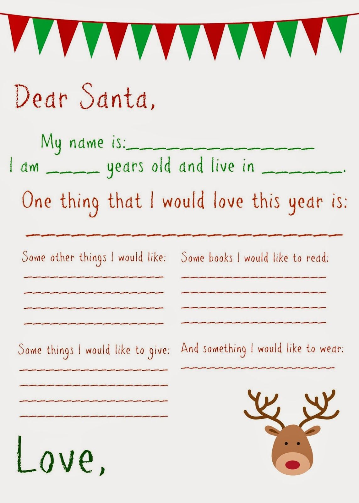 Santa Letter Template - Dear Santa Letter Free Printable