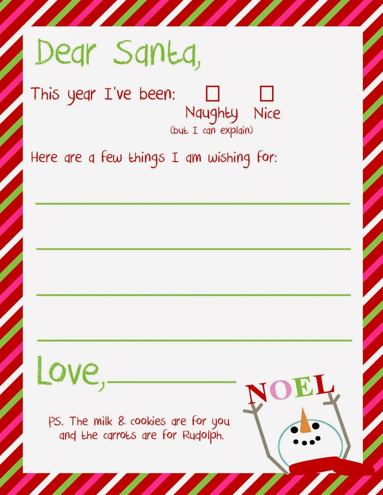 Dear Santa Letter Template Free - Dear Santa Letter Printable