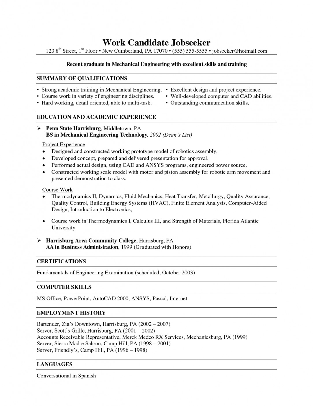 Mechanical Engineering Cover Letter Template - Diploma Mechanical Engineering Resume format Sradd