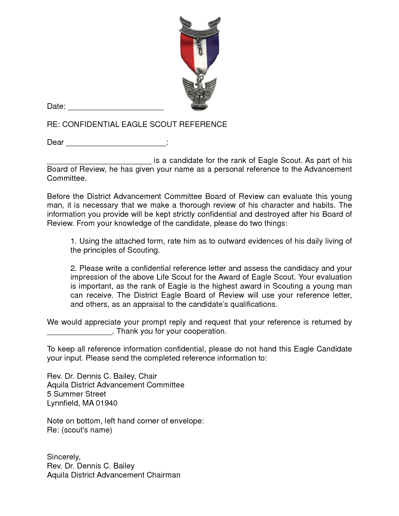 Eagle Recommendation Letter Template - Eagle Scout Candidate Letter Of Re Mendation Acurnamedia