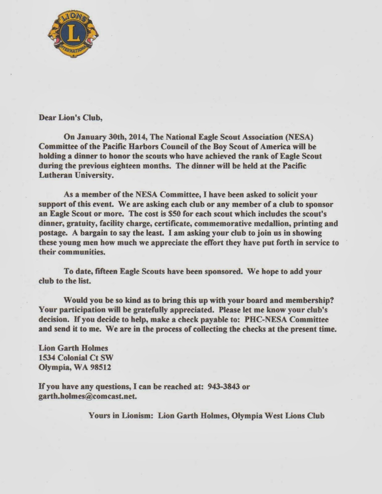 Boy Scout Donation Letter Template - Eagle Scout Thank You Letter Gallery Letter format formal Sample