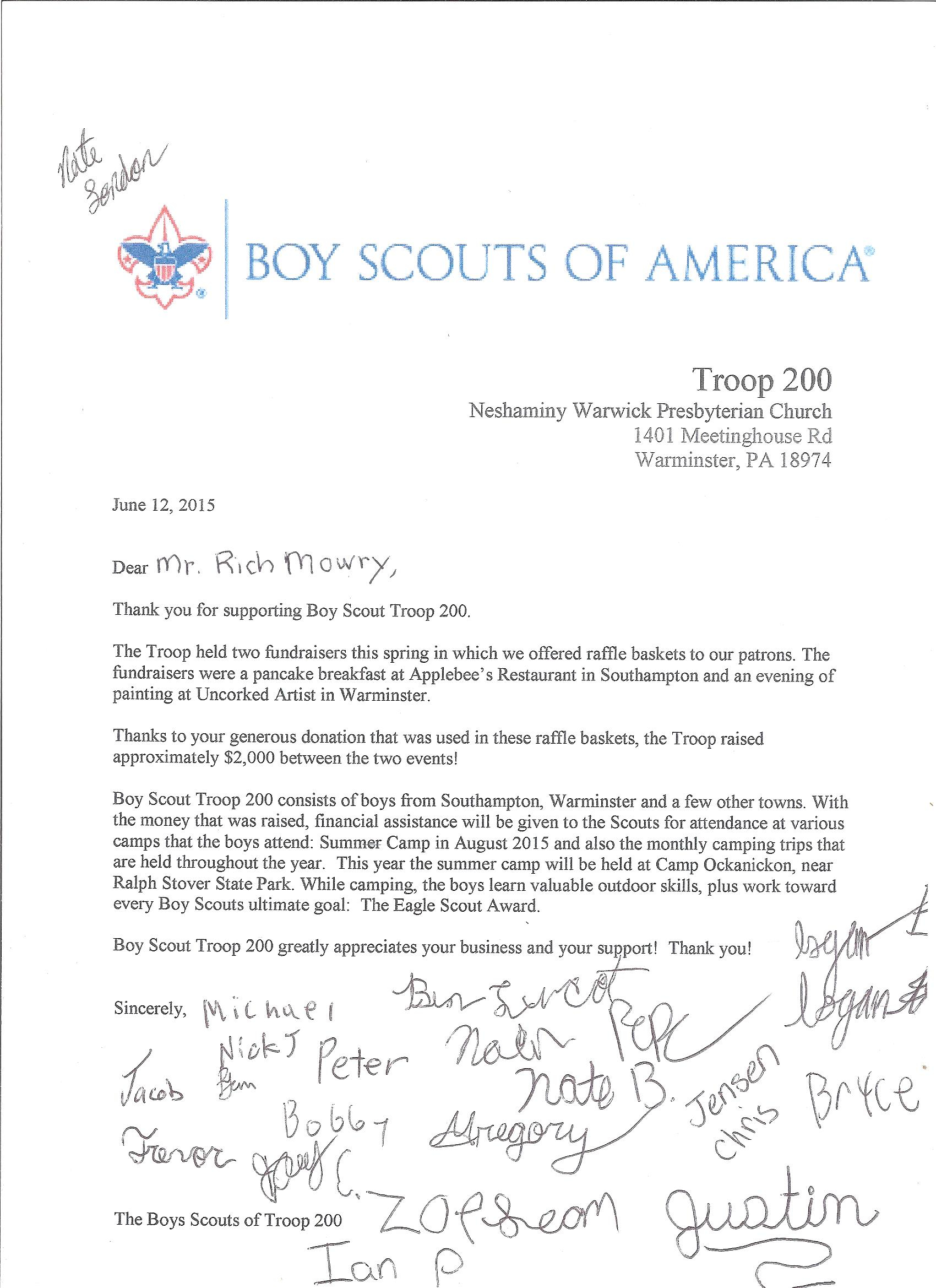 Eagle Scout Donation Letter Template Samples | Letter ...