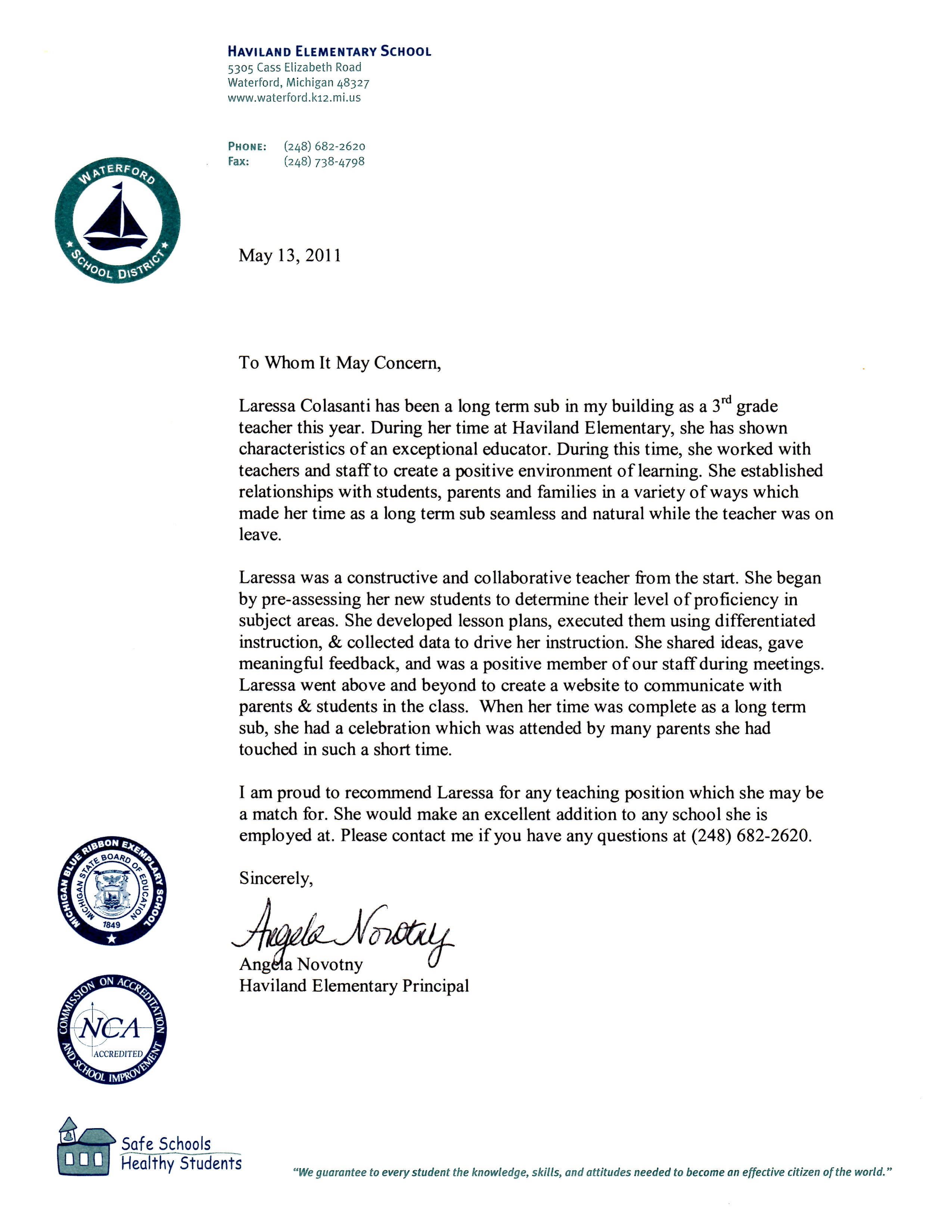 Teacher Reference Letter Template - Elementary Student Re Mendation Letter From Teacher Acur