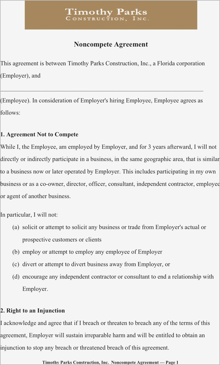 Non Compete Release Letter Template - Employee Non Pete Agreement Template Samples