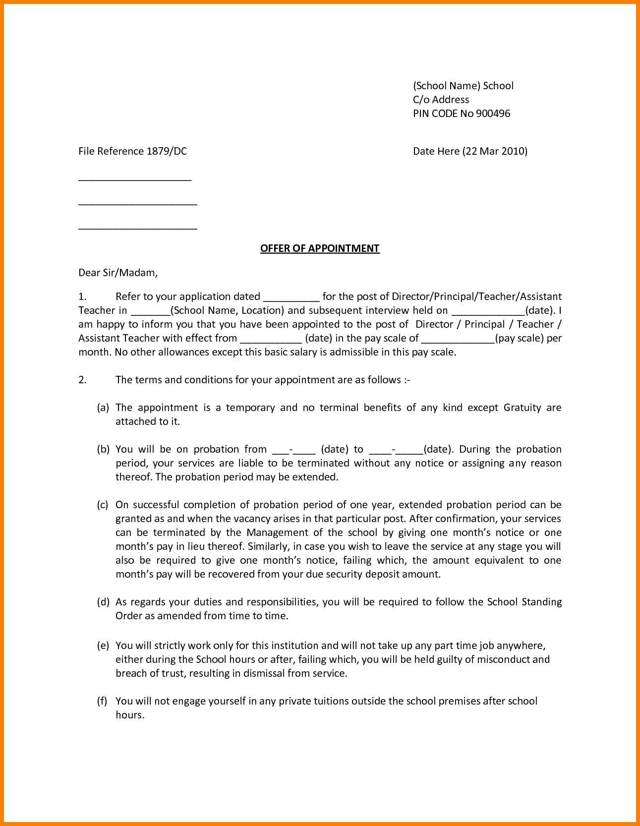 Opt Job Offer Letter Template - Employment Fer Letter Template Awesome Collection Samples