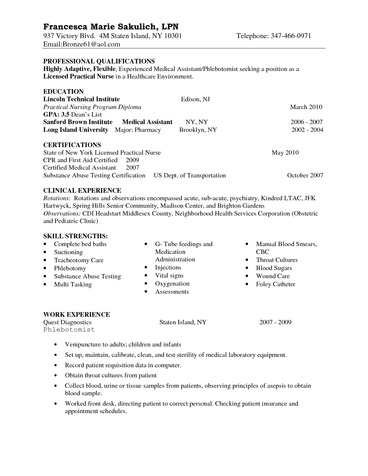 Ltc Letter Of Recommendation Template - Entry Level Lpn Resume Sample Nursing Pinterest