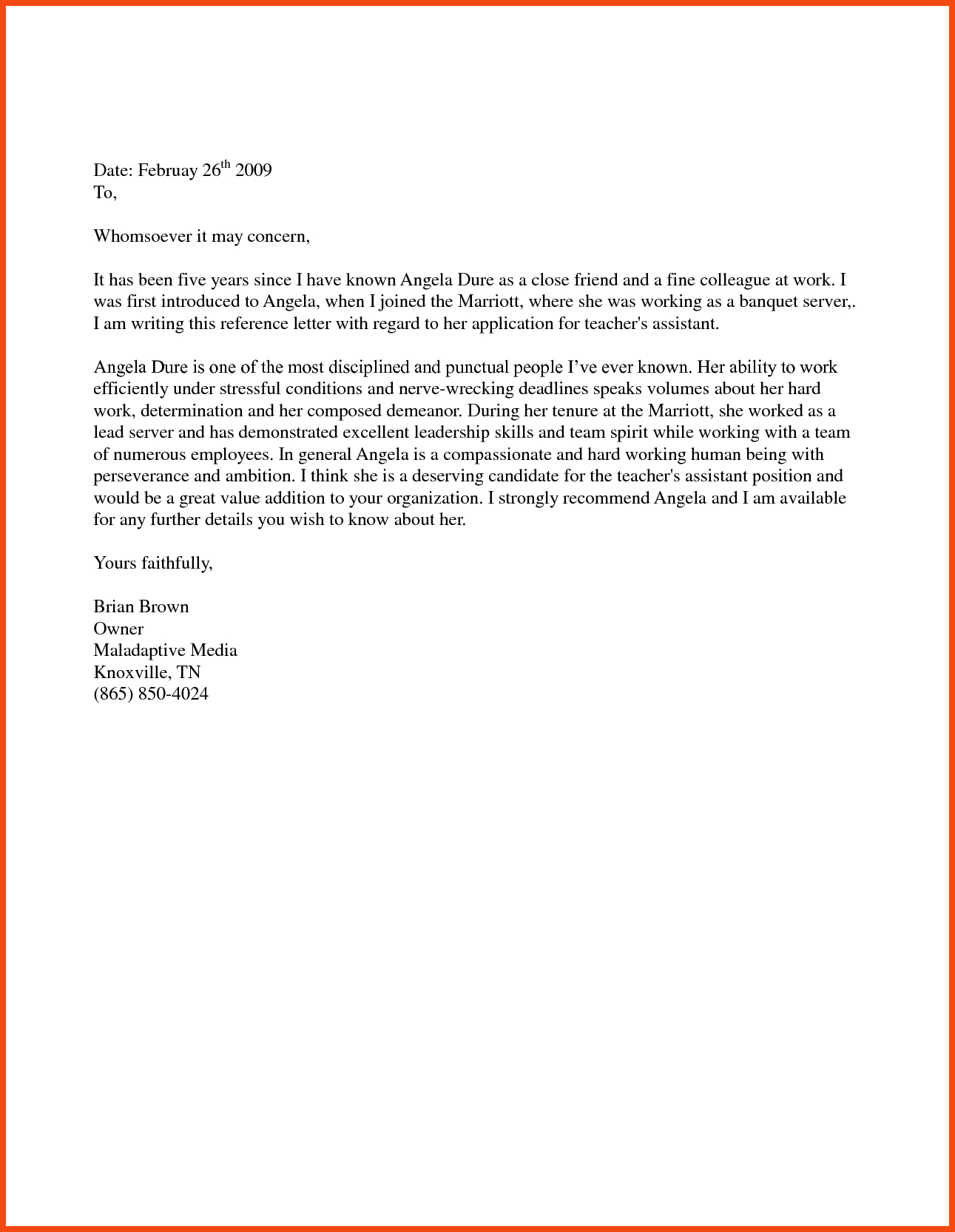 Immigration Recommendation Letter Template Samples Letter Template