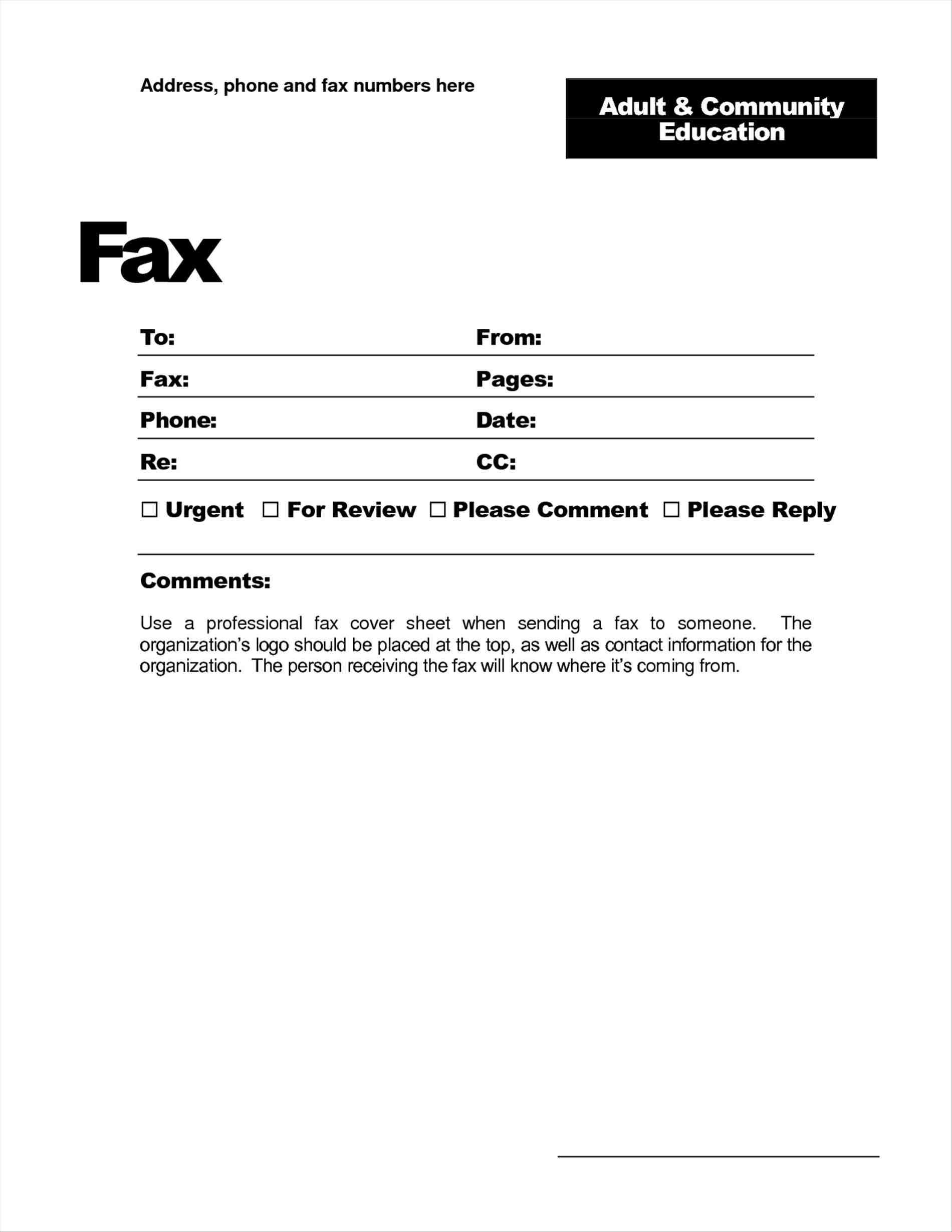 Blank Fax Cover Letter Template / A generic fax sheet use for sending