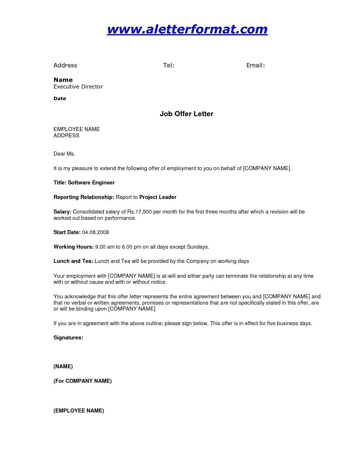 job offer letter template doc Collection-fer Letter format Doc India Copy formal Letter format Sample Job fer Letter format Best 11-c