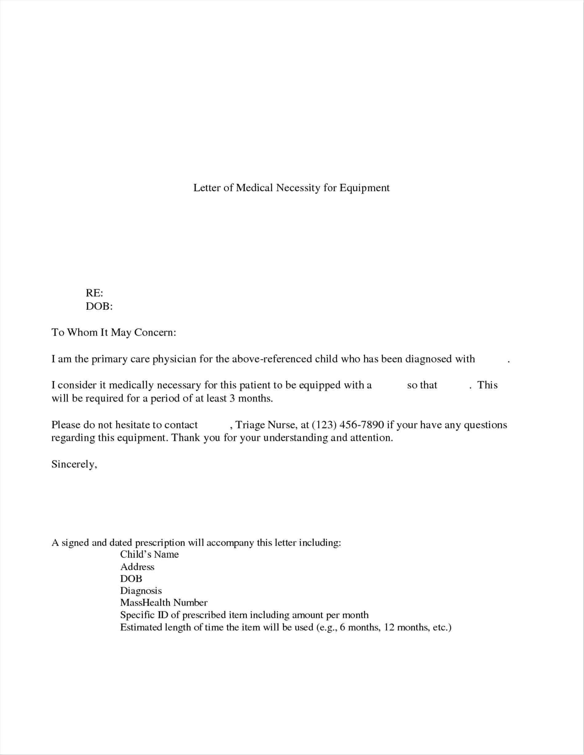 Doctor Diagnosis Letter Template - form Letter Medical Necessity Template Inspiring Letter Of