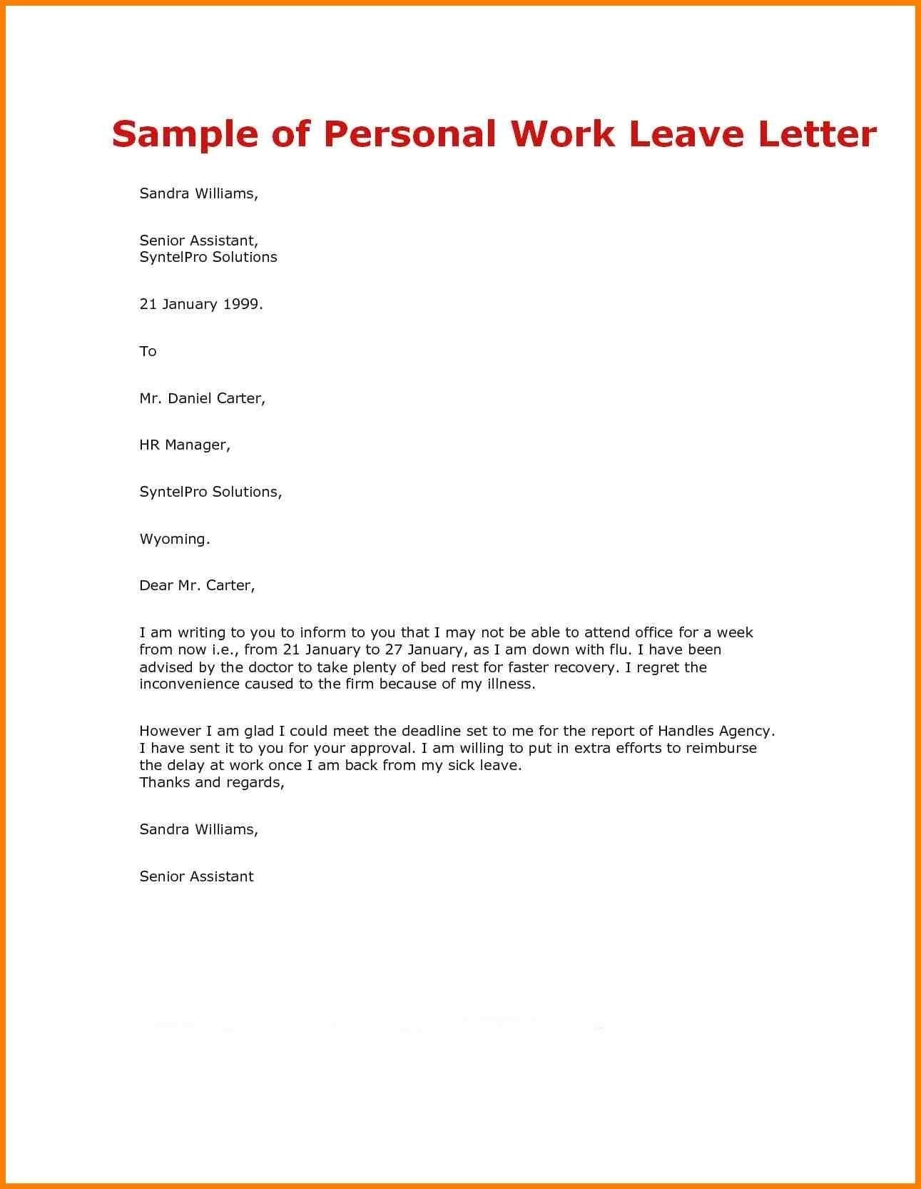 Medical Leave Of Absence Letter Template - formal Letter format Apply Leave Refrence Study Leave Application