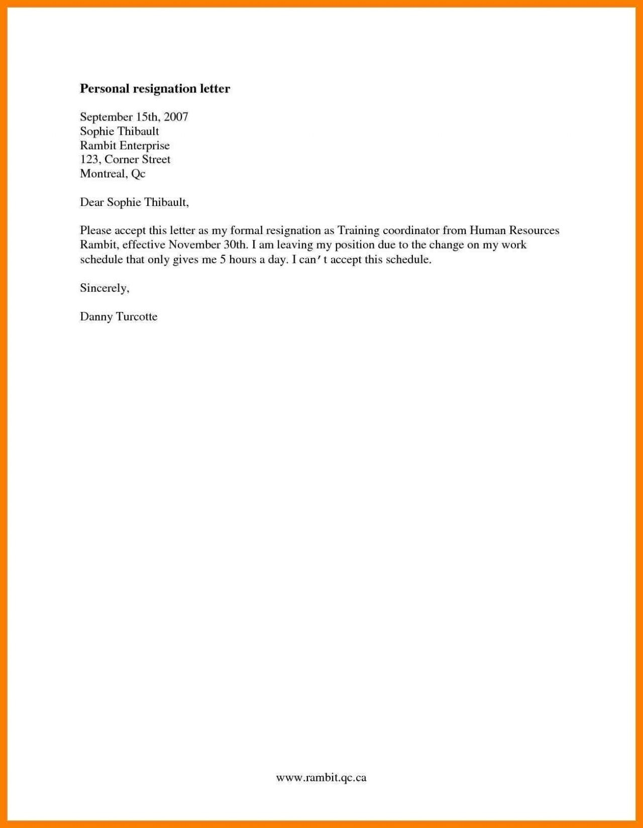 Formal Resignation Letter Template - formal Resignation Letter Template E Month Notice Copy Cards