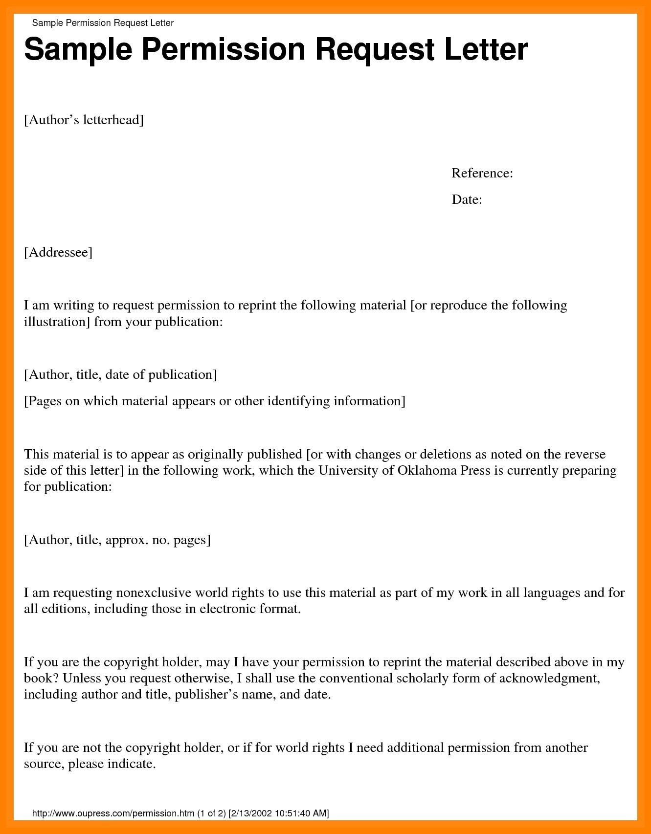 letter format example permission Letter Template  Letter  Copyright Permission Examples