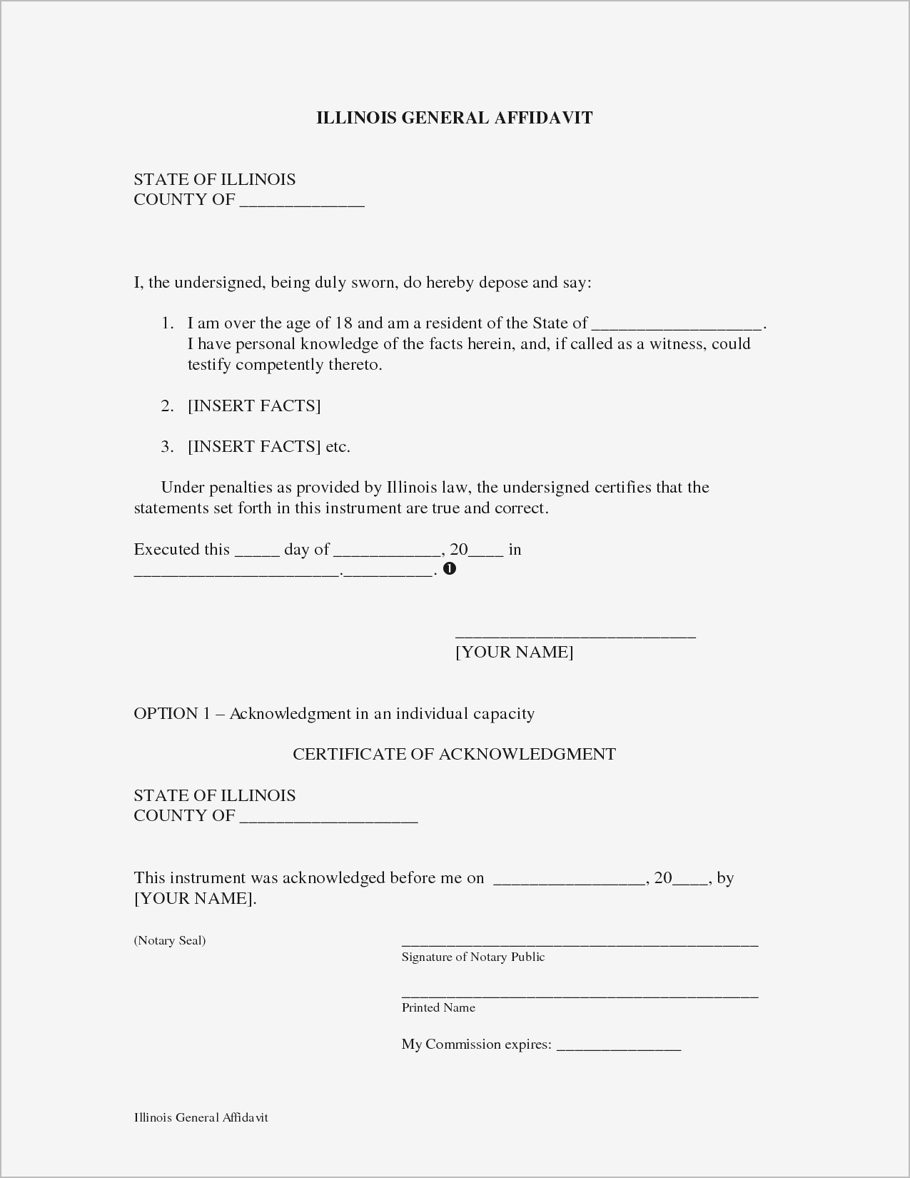 Free Notarized Letter Template - Free Affidavit form Fresh Printable Notarized Letter Residency