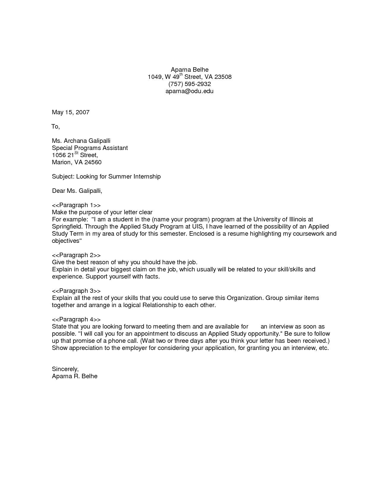 Mla Cover Letter Template - Free Cover Letter Examples for Resume Cover Letter for Resume