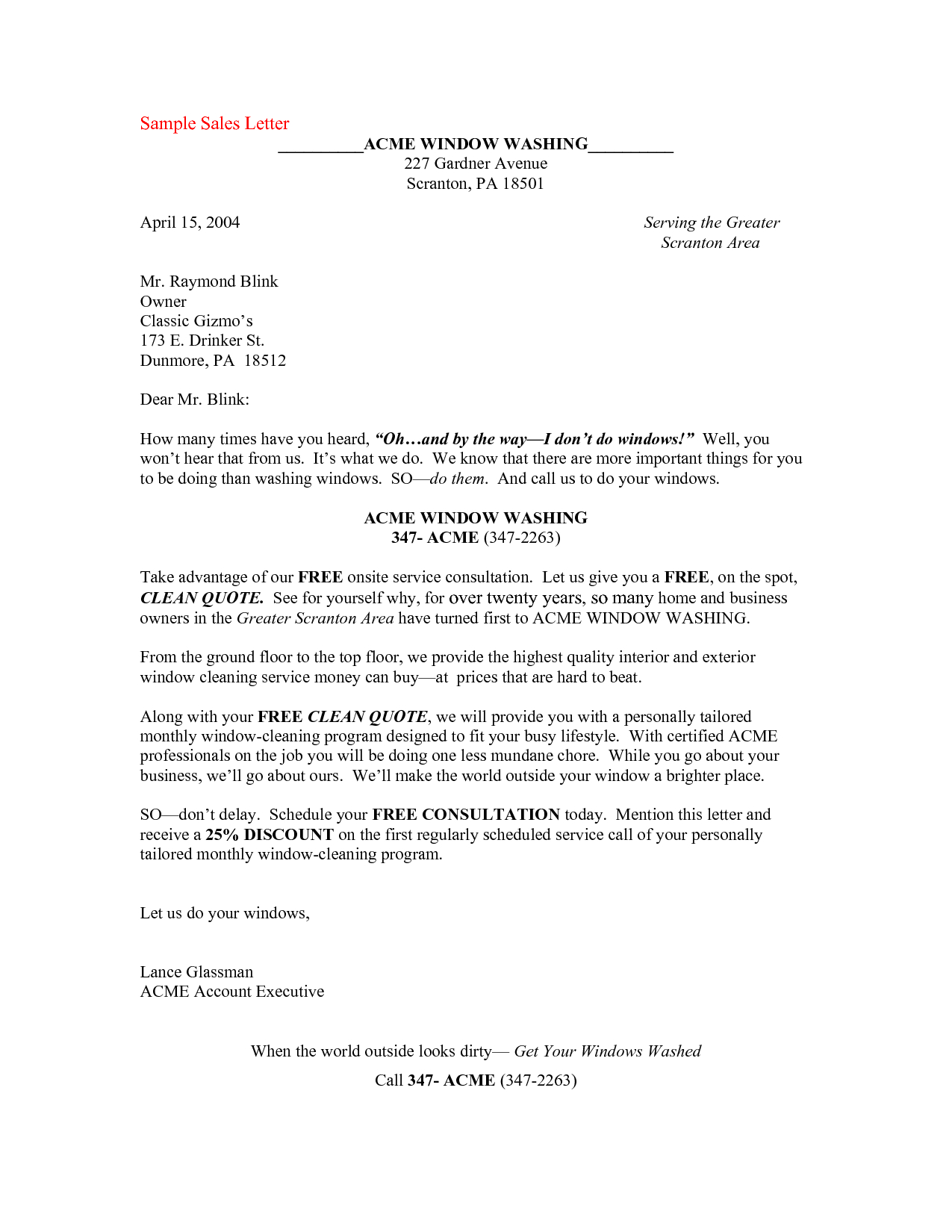 Sales Letter Template Promoting A Service - Free Cover Letter Templates Direct Mail Letter Examples