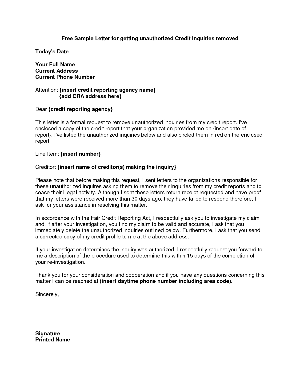 Letter Of Explanation Credit Inquiries Letter Of Explanation