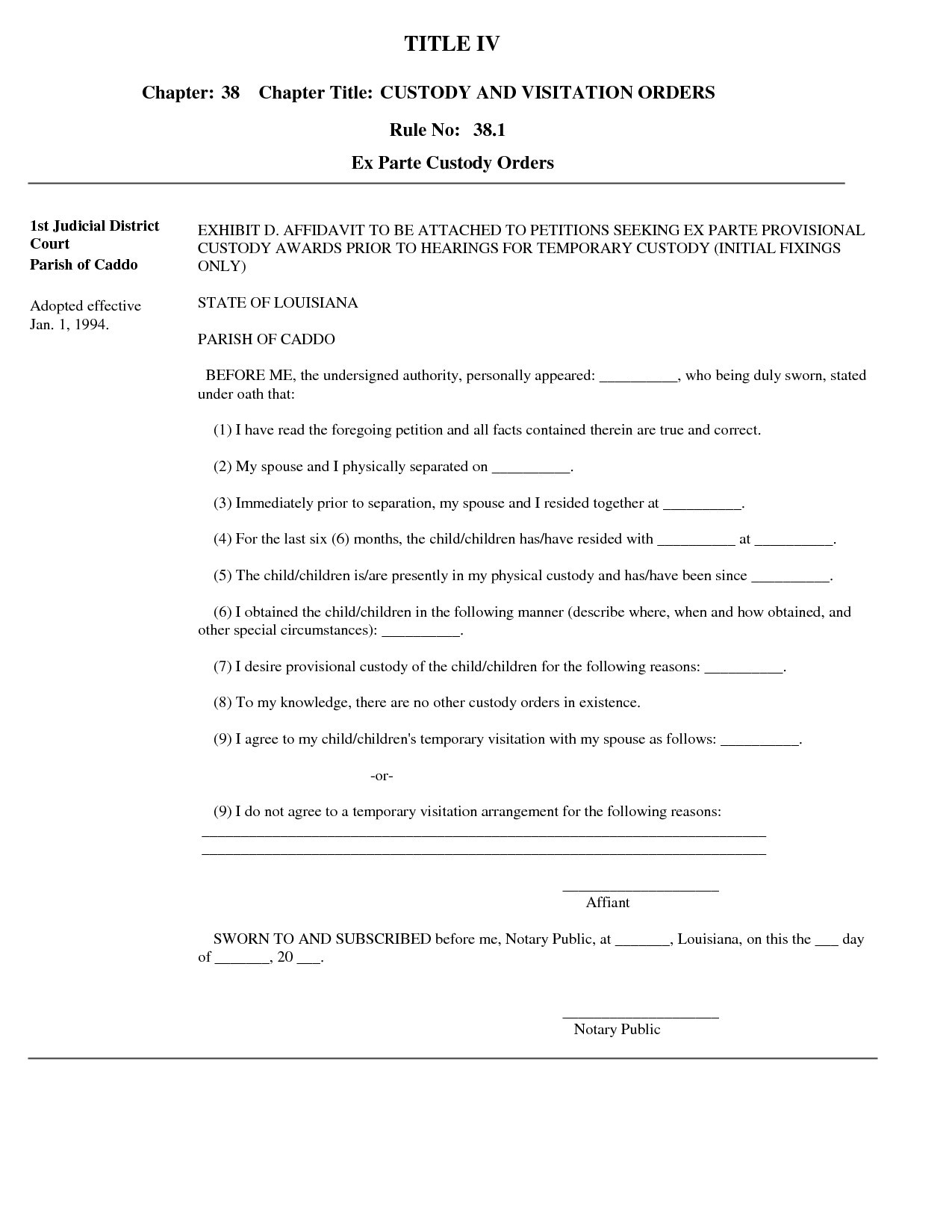 notarized letter guardianship