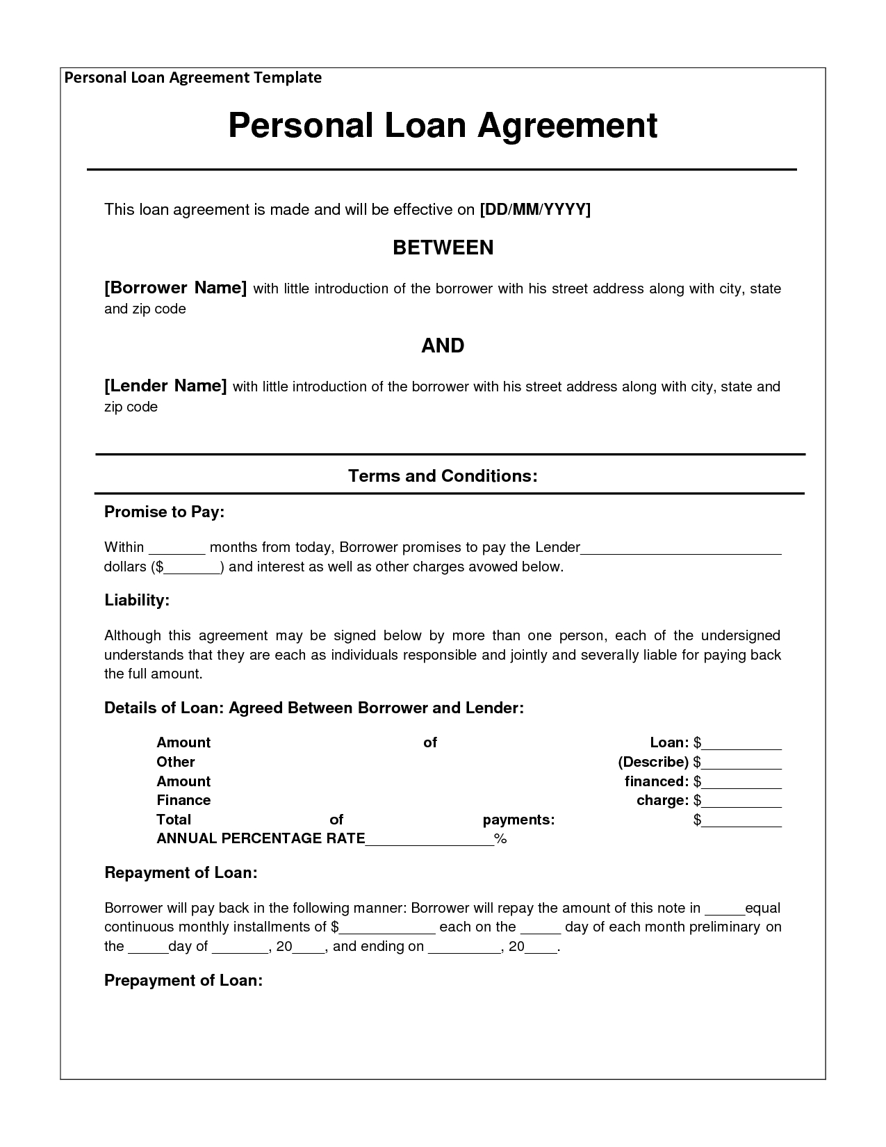 Personal Loan Letter Template - Free Personal Loan Agreement form Template $1000 Approved In 2