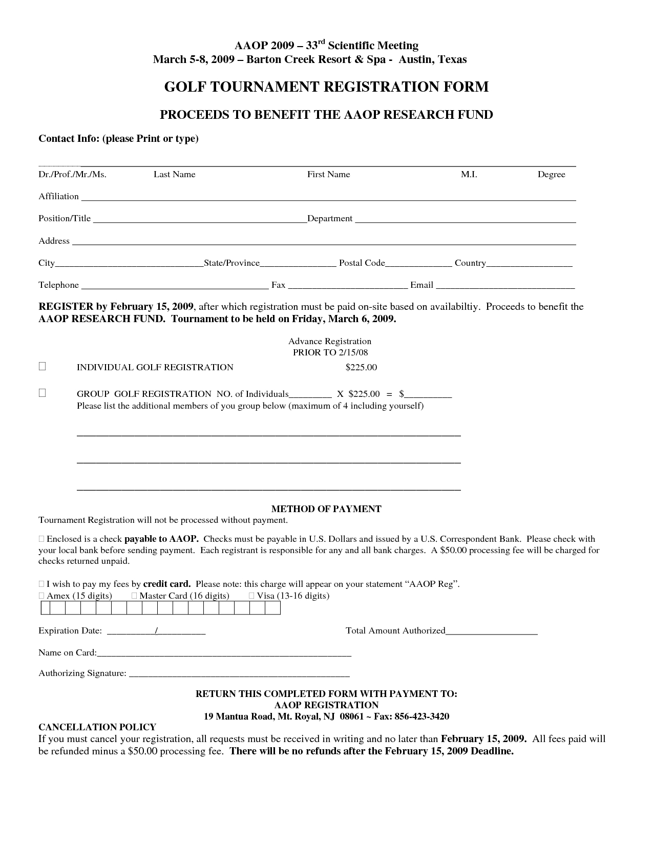 Golf tournament Sponsorship Letter Template - Free Registration form Template