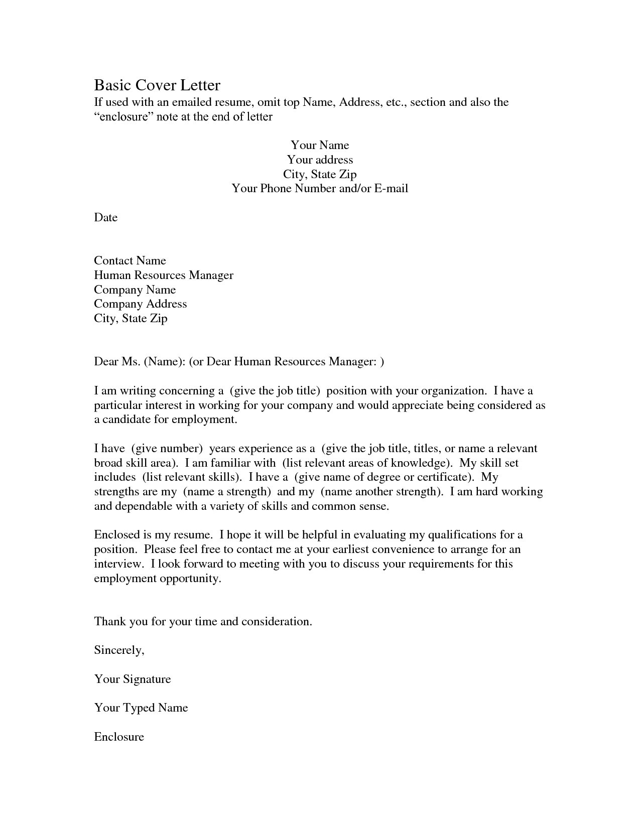 Template for Application Letter for Employment - Free Resume Cover Letter format S