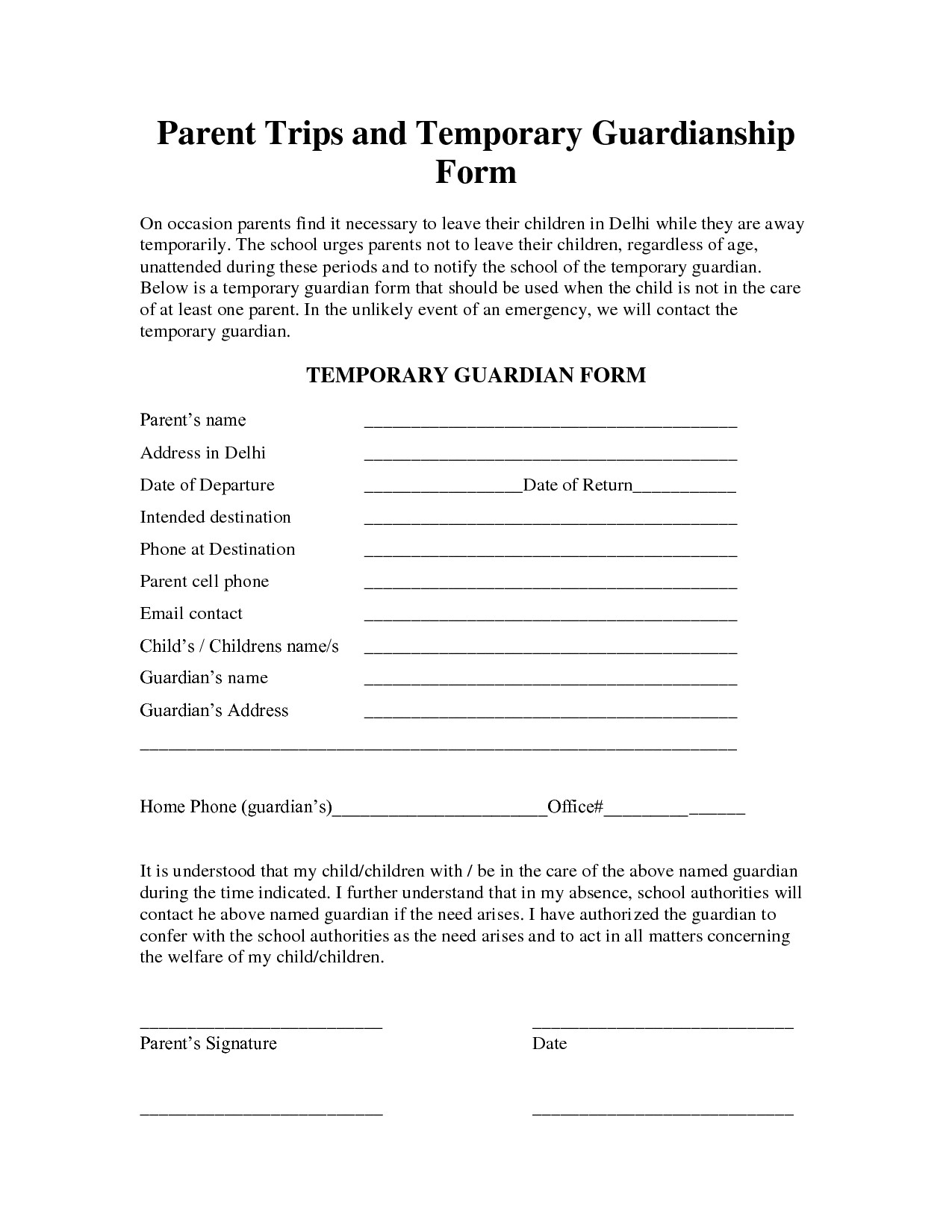 Free Temporary Guardianship Letter Template - Guardian form for Child Unique Conference Request Joselinohouse