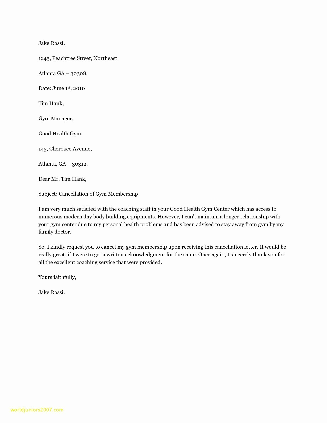 Gym Membership Cancellation Letter Template Free - Gym Cancellation Letter format Save Best Gym Membership Cancellation