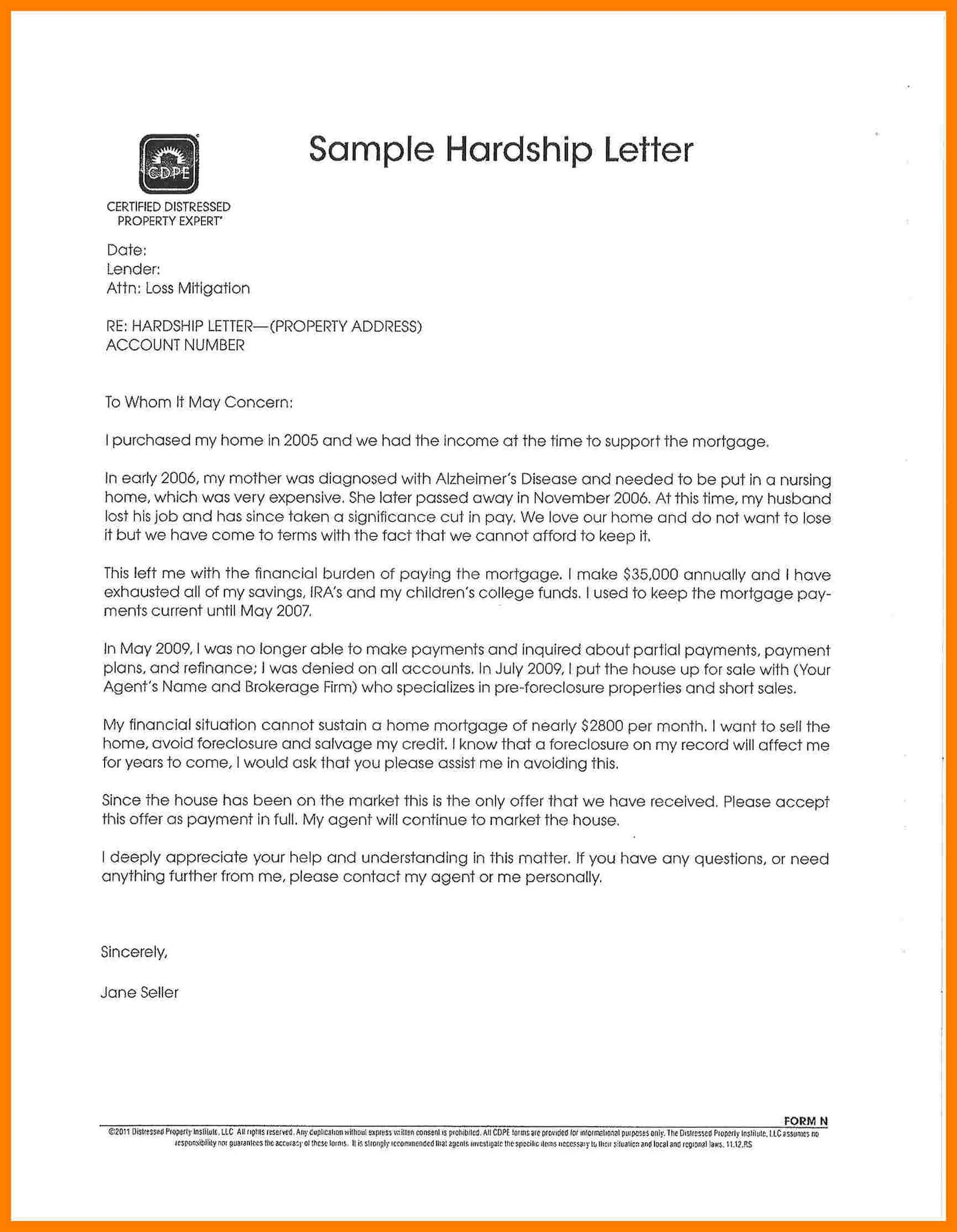 Immigration Hardship Letter Template - Hardship Letter for Job Transfer Fresh Lovely Hardship Letter for