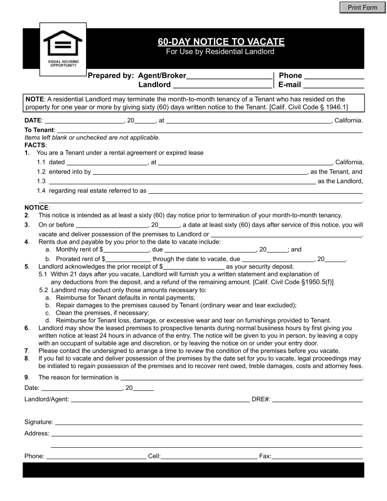 termination letter template california example-California Lease Termination Letter Form Day Notice Eforms 20-c