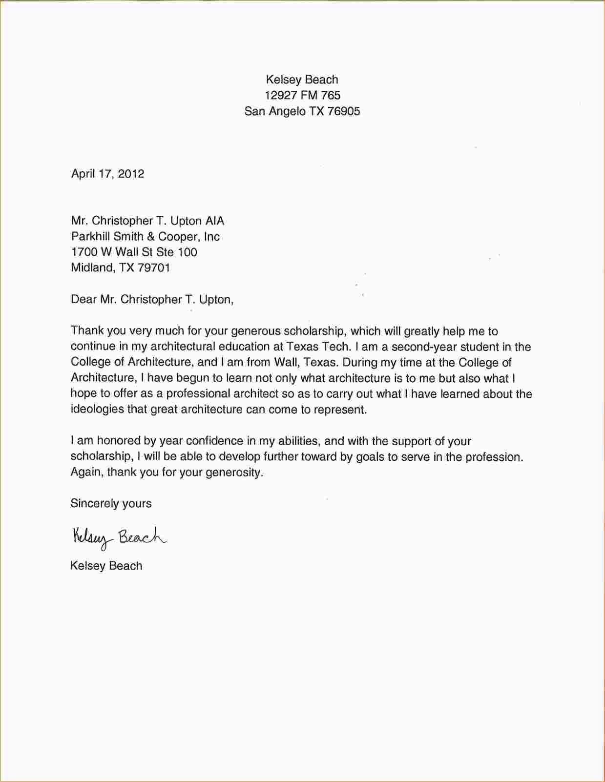 Scholarship Thank You Letter Template - How to format A Thank You Letter Acurnamedia