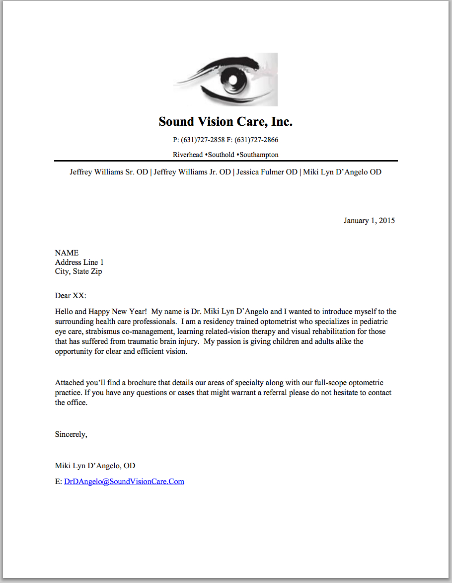 Sample Doctor Referral Letter Template - How to Get Referrals to Your Vision therapy Practice