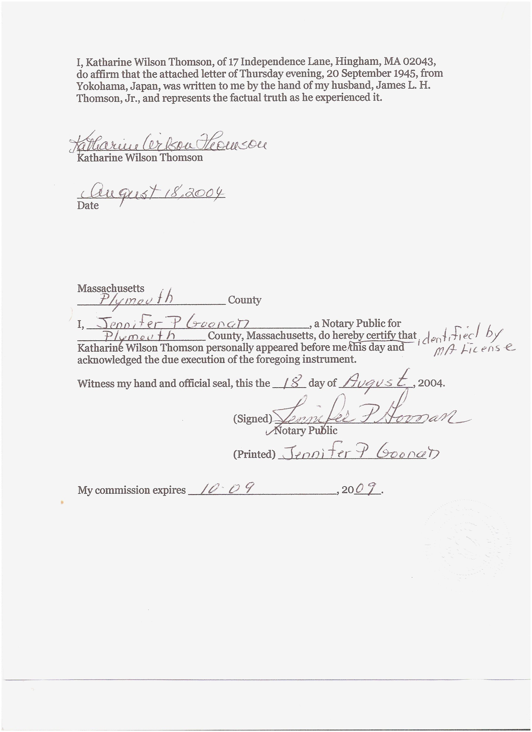 Printable Notarized Letter Of Residency Template