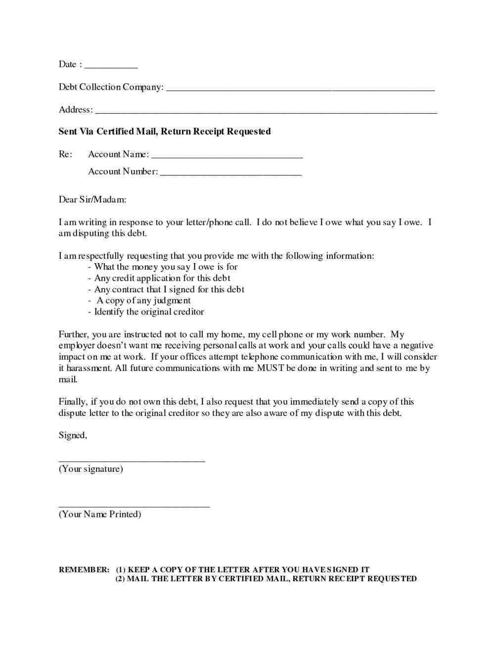 Debt Collection Template Letter Free - How to Write A Dispute Letter Debt Collector