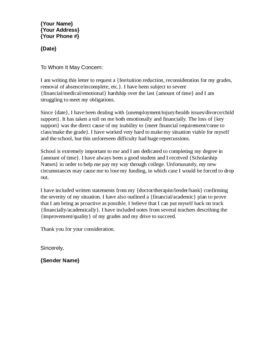 401k Hardship Letter Template - How to Write A Hardship Letter for School Letter format