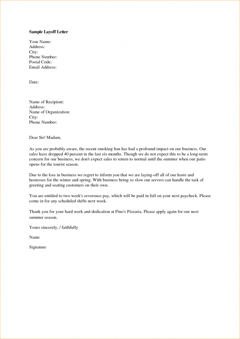 Layoff Letter Template Samples - Letter Template Collection