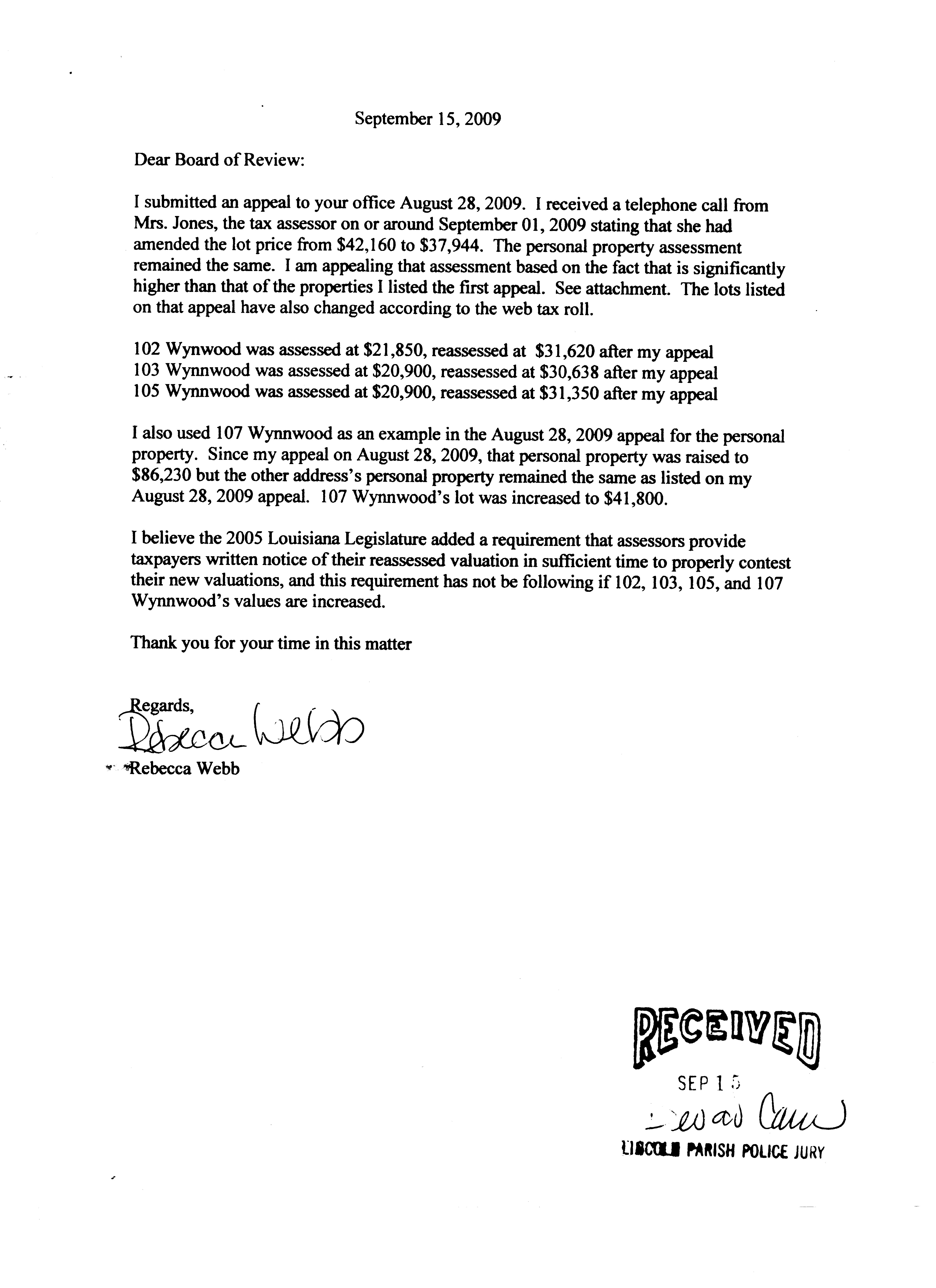 Property Tax Appeal Letter Template Collection Letter Template ...