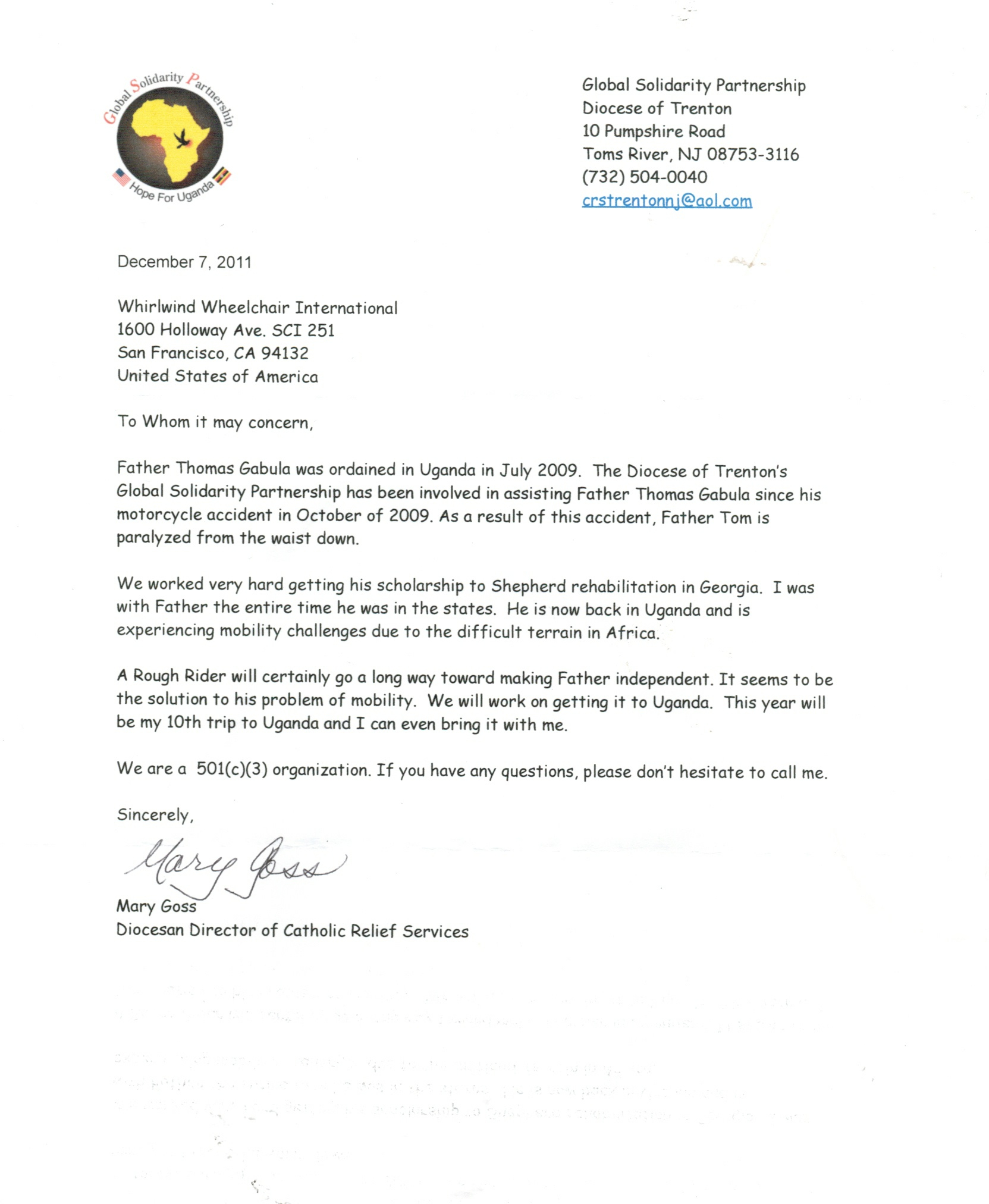 Sample Missionary Support Letter