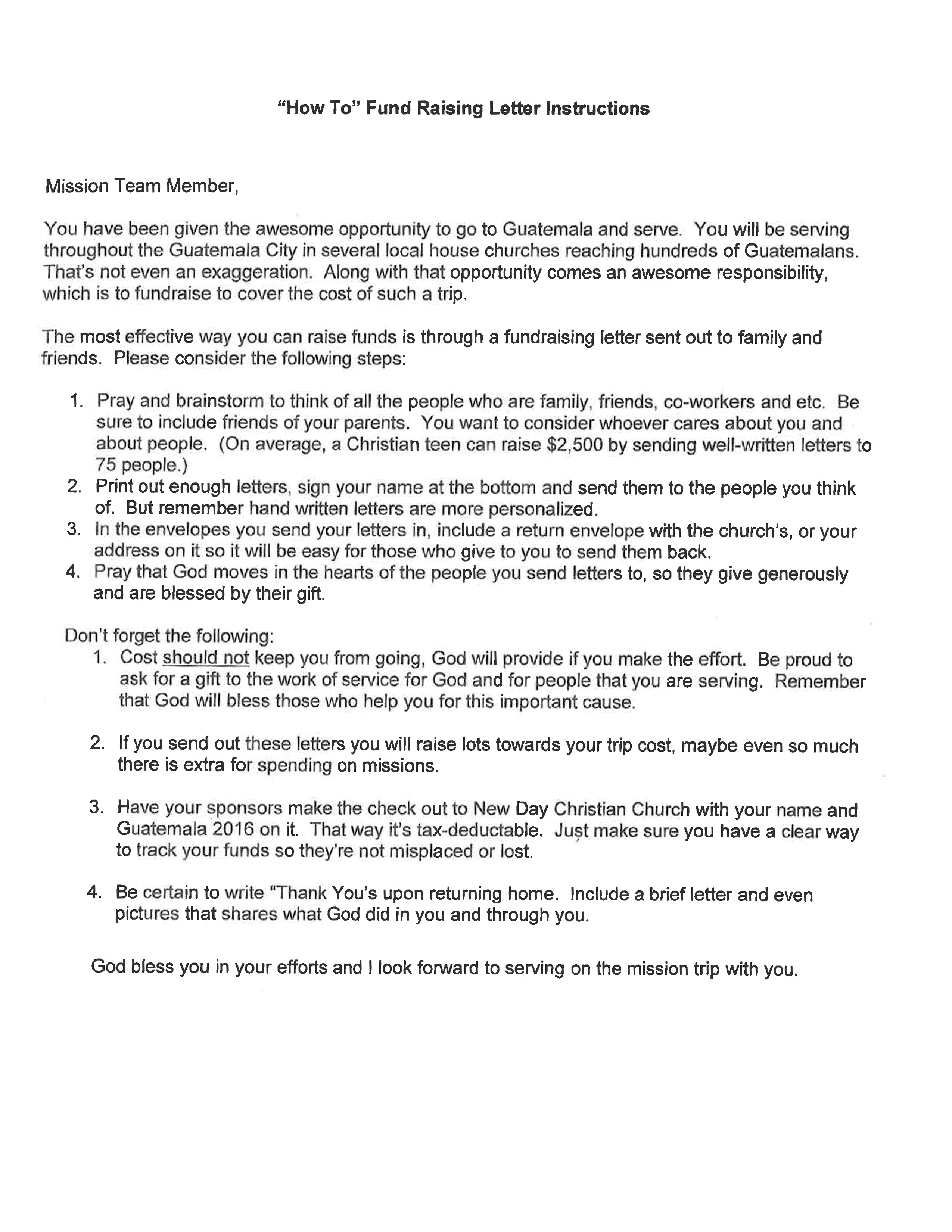 Mission Trip Fundraising Letter Template - How to Write A Support Letter for A Mission Trip Choice Image