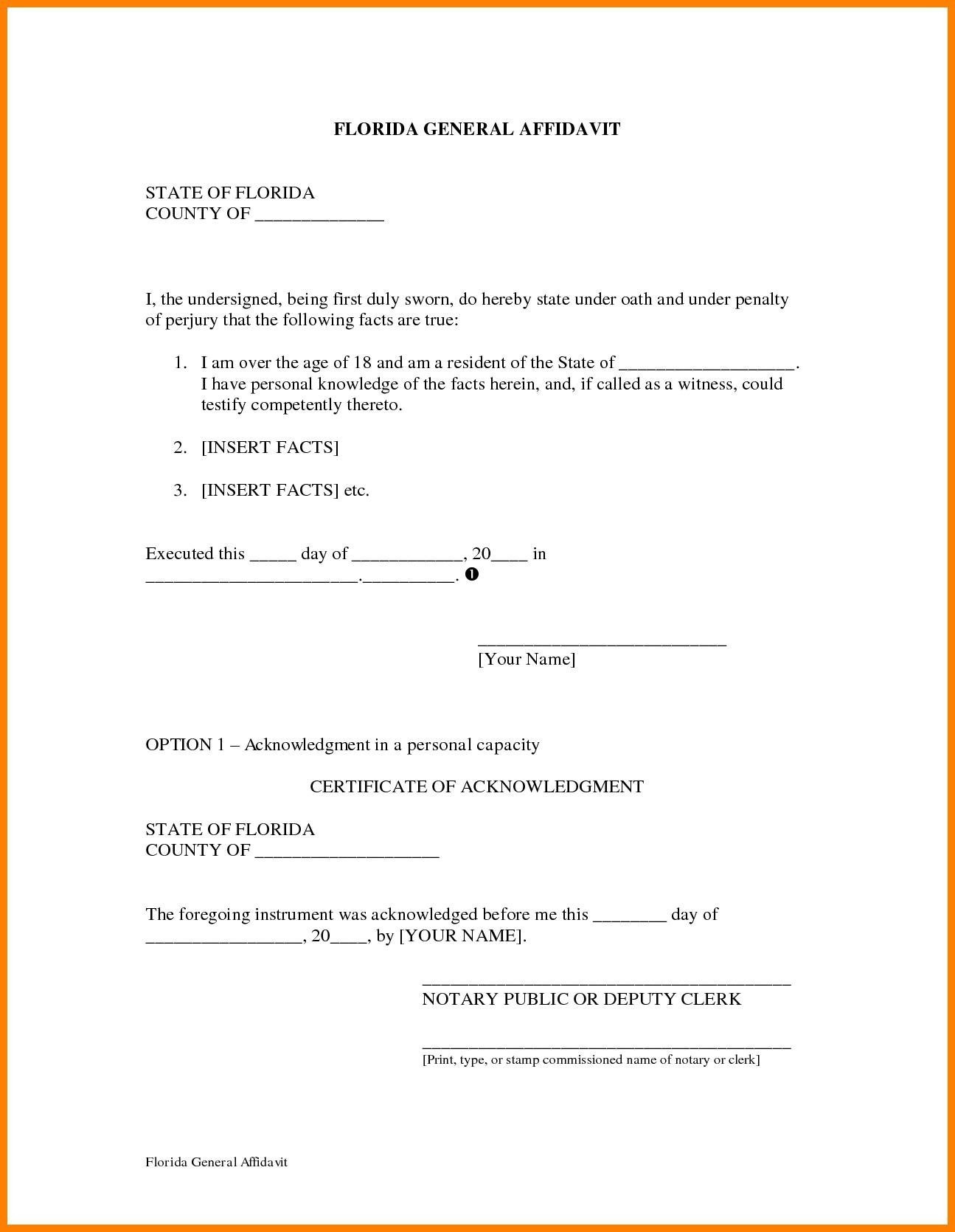 florida notarized letter template
