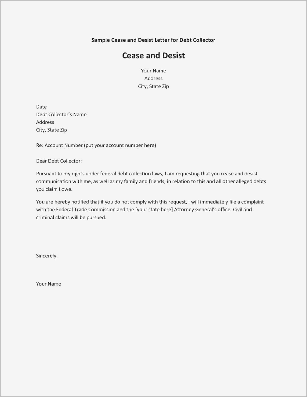 California Cease and Desist Letter Template - Inspirational Cease and Desist Letter Example Your Template