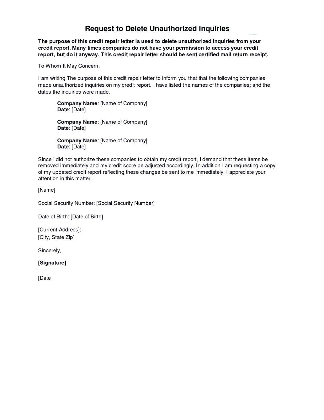 Letter Of Explanation For Credit Inquiries Template Examples Letter